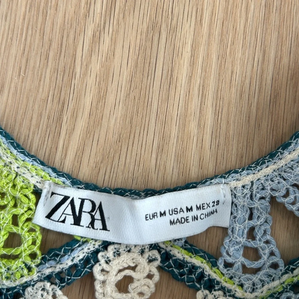 ZARA Floral Crochet Knit Crop Top Blogger Favorite M